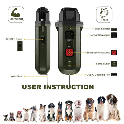 Barktec BTU10 Handheld Ultrasonic Dog Training Anti-Bark Device - Image 4