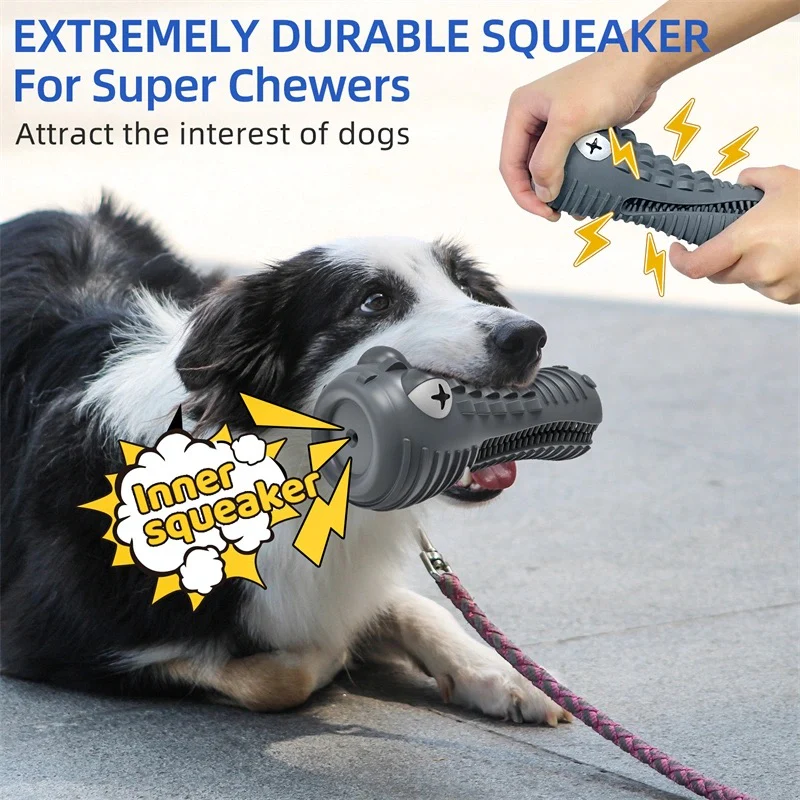 Tough & Squeaky Crocodile Dog Toy - Image 4