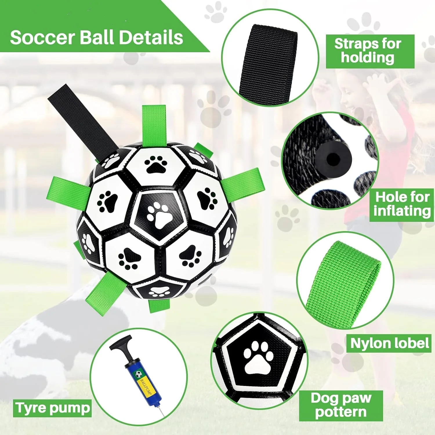 Interactive Dog Soccer Ball With Tabs - Large - Image 11