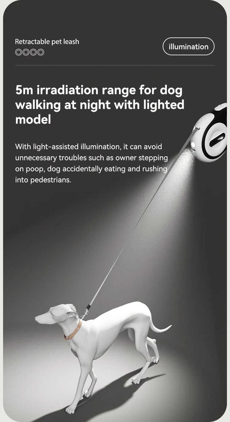 Gramophone Retractable Dog Leash With Light - Green - Image 5