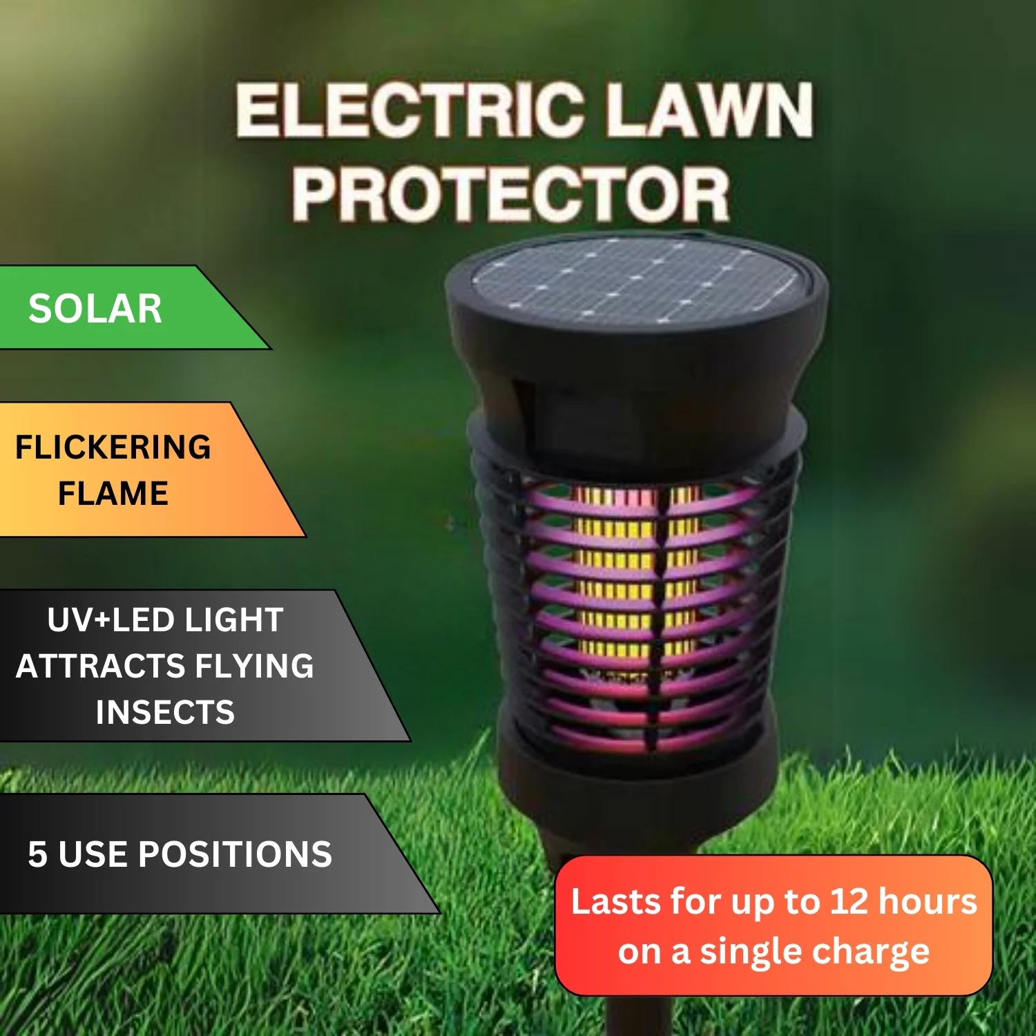 PestGuard Indoor & Outdoor Insect Killer Torch with Electric Grid with Solar Panel 30-50 m2 - Image 9