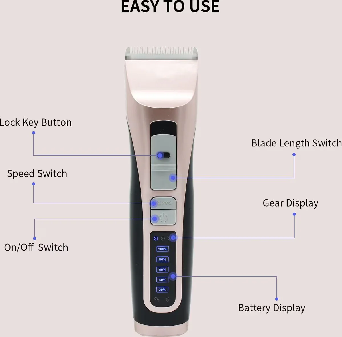 Professional Pet Clipper for Dogs  - Silver - Image 4
